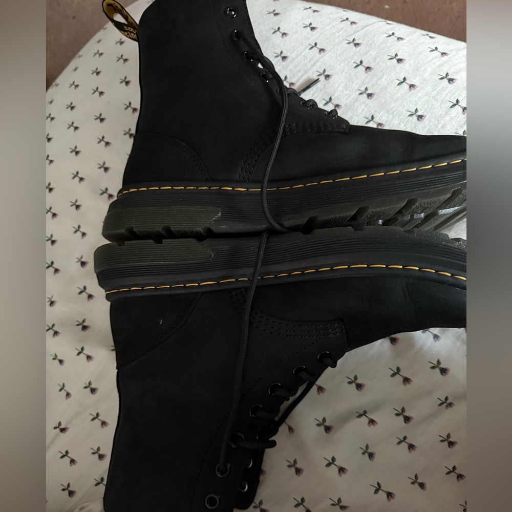 Dr. Martens Black Boots with Yellow Stitching